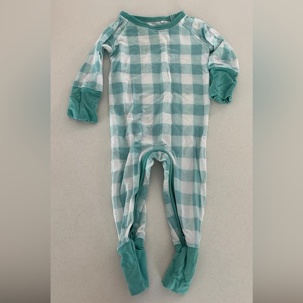 Blue gingham crescent zippy